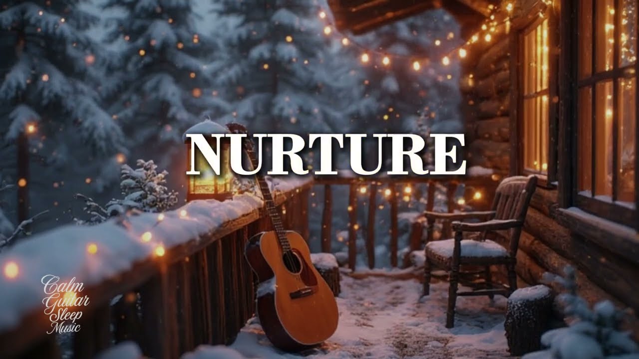 Cozy Winter Guitar Sleep Music ~ Outdoor Night Ambience for Calm Rest & Deep Relaxation