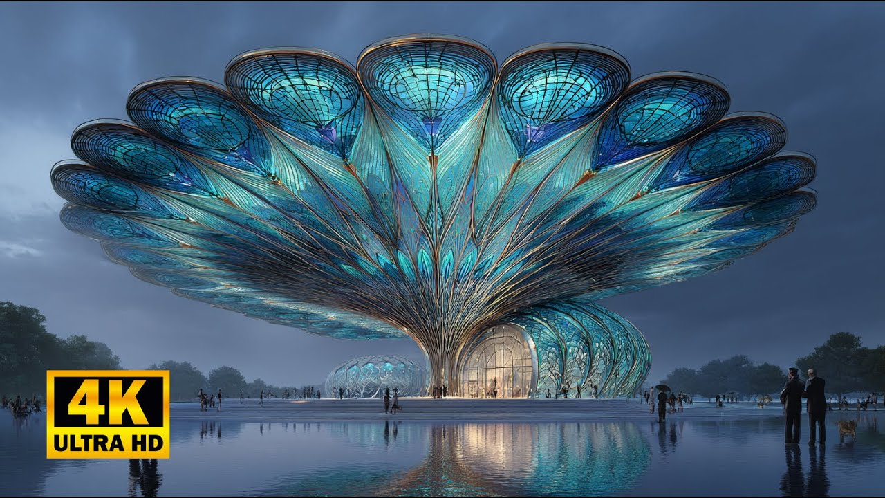 Peacock Feather Palace | Futuristic 4K Architecture Inspired by Nature's Elegance | Emperor Palaces