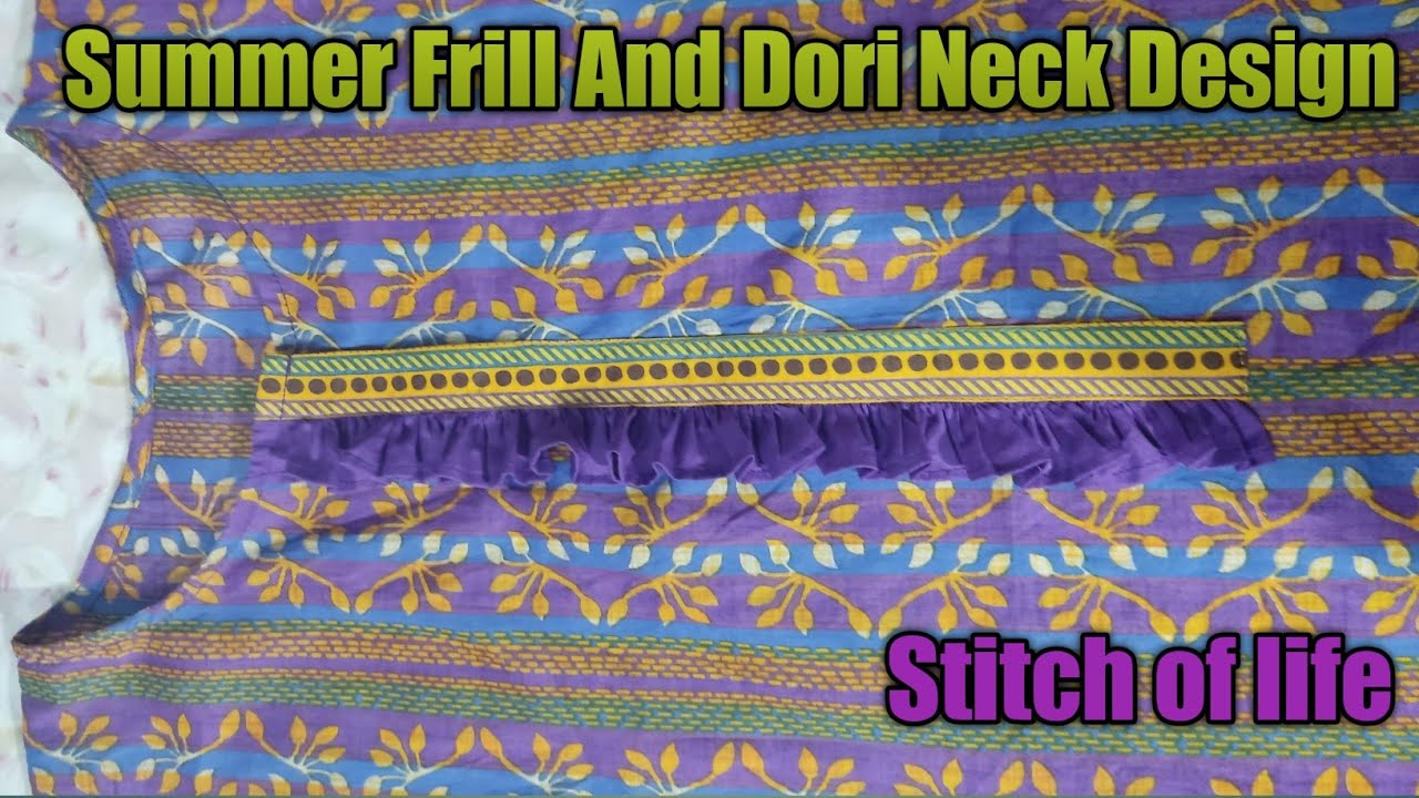 Trendy Summer Neck Design with Frills And Dori||Neck Design Cutting and Stitching