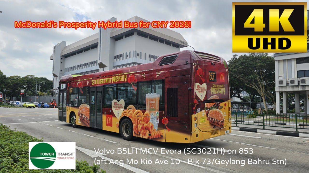 McDonald's B5LH! TTS Volvo B5LH (SG3021H) on 853 (aft Ang Mo Kio Ave 10 - Blk 73/Geylang Bahru Stn)