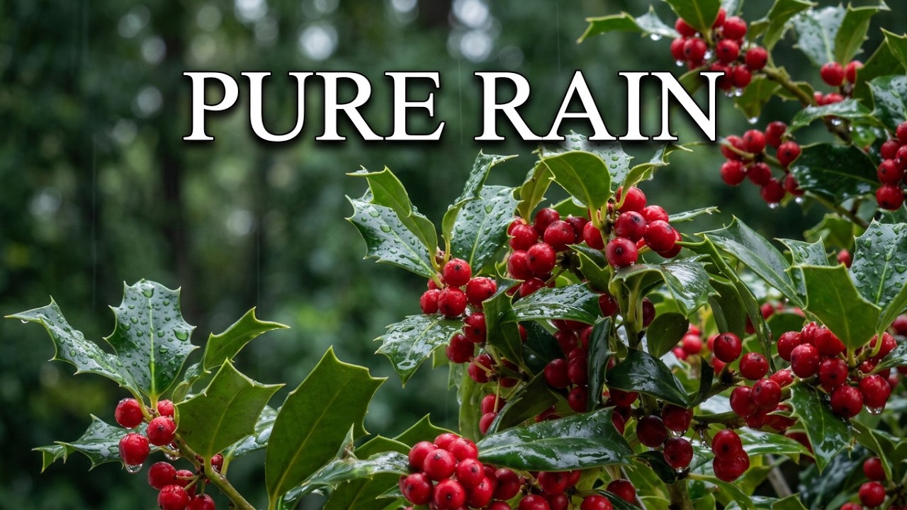 Rain on Holly Leaves 🌧️ | 1 Hour Natural Rain Sounds for Sleep & Relaxation