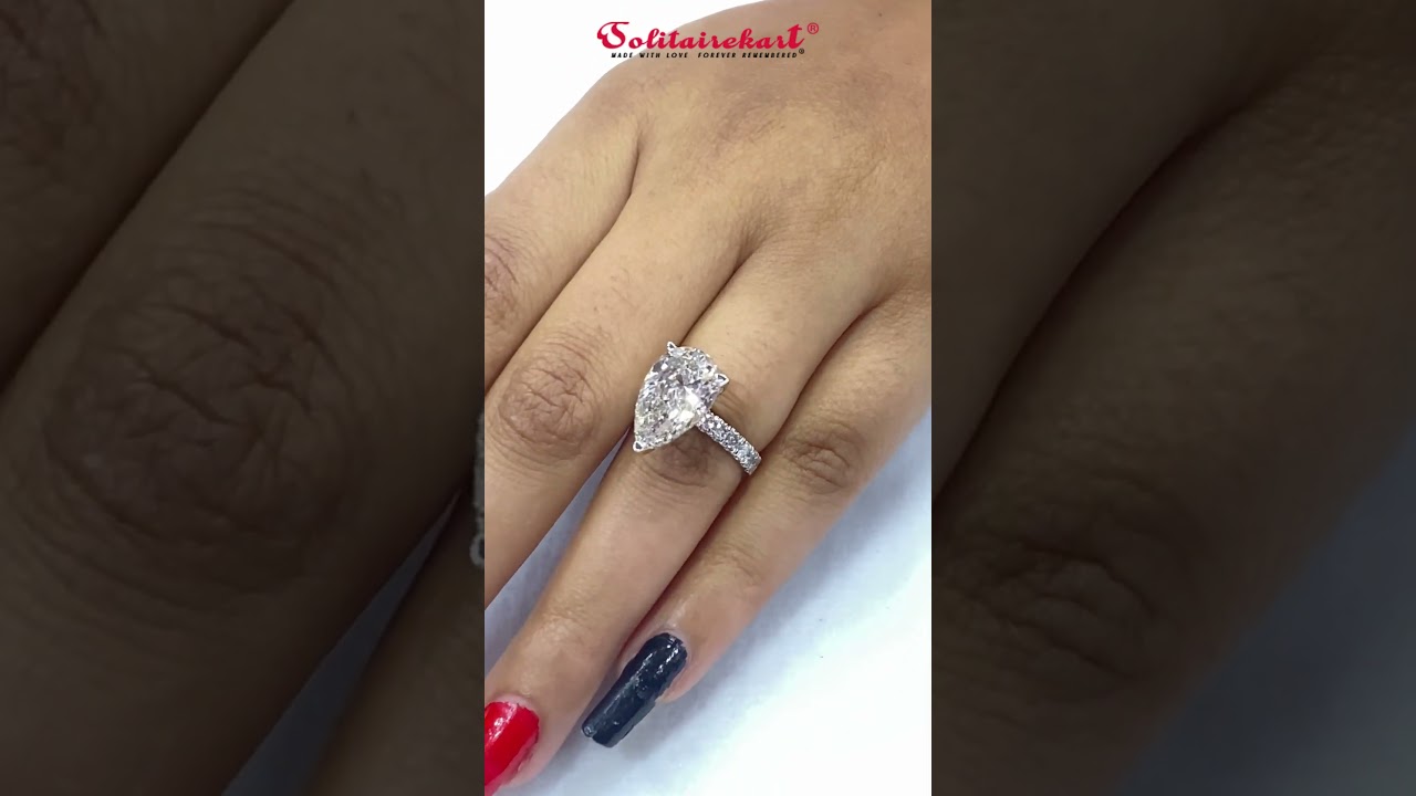 LAB GROWN DIAMOND RING | ✨ Pear Halo Solitaire Engagement Ring Design ✨ Elegant & Sparkling