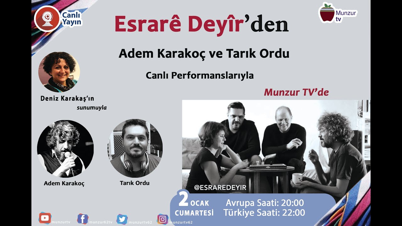 Esrarê Deyîr’den Adem Karakoç ve Tarık Ordu canlı performansıyla Munzur TV’de