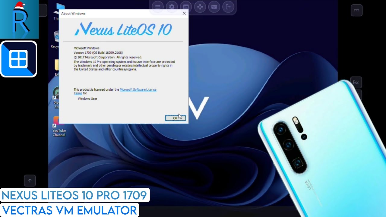Windows 10 Pro (Nexus LiteOS 1709) on Vectras VM Emulator 