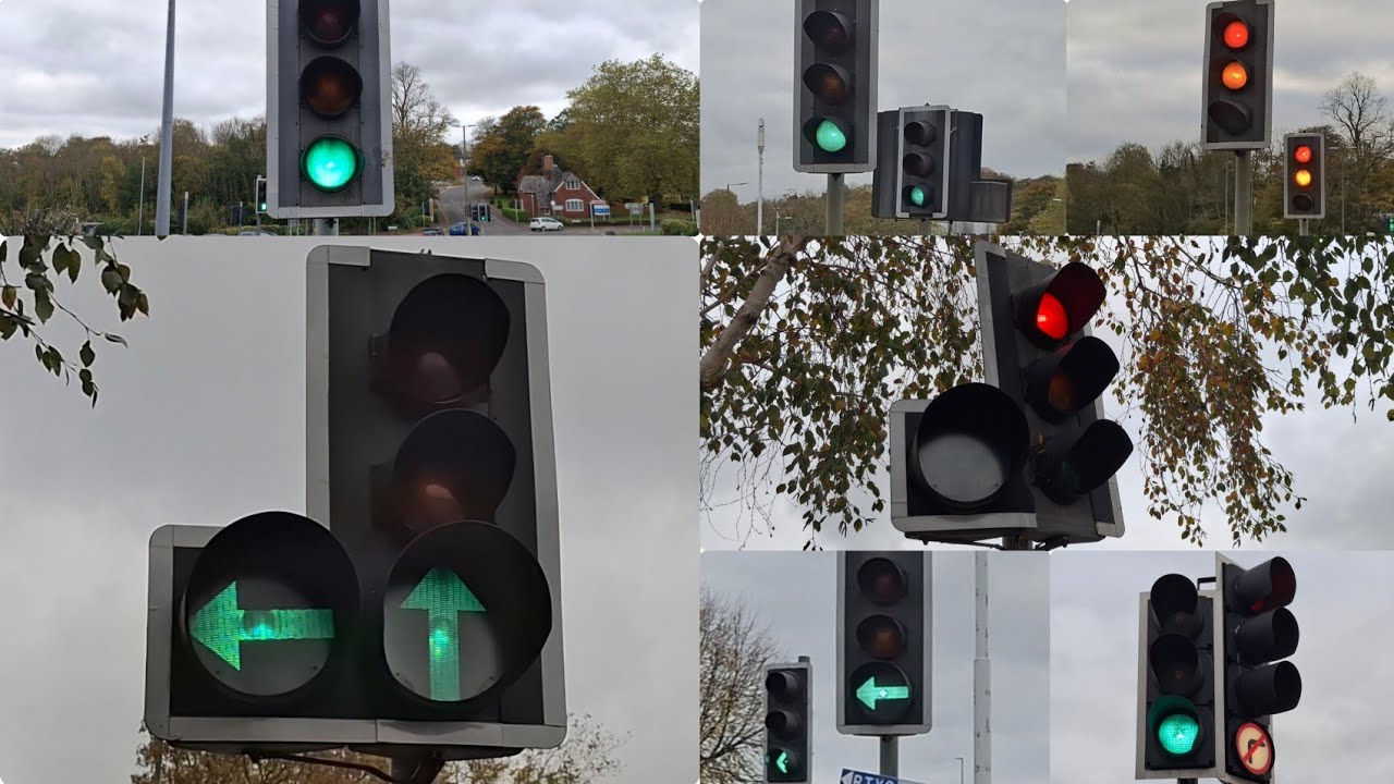 2 Junctions with various rare traffic lights - siemens mellor, GEC mellor, PEEK Elite, siemens optic