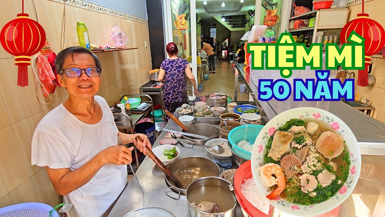 NGON Dách Lầu Tiệm Mì người Triều Châu hơn 50 năm, Mì Tươi tự làm, Tép Mỡ Thơm Lừng, Xí Quách lớn.