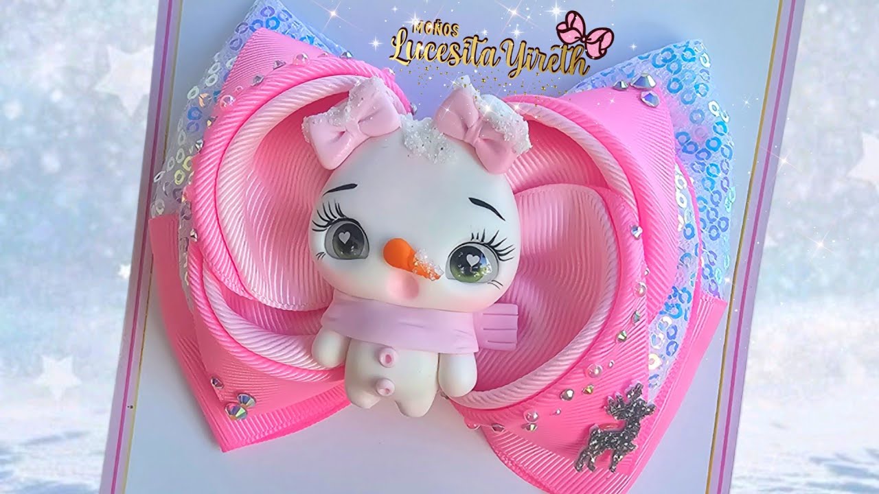 Moño Rosa Doble con listón de 5 cm/fita N12#hairbows #facildehacer #lazos