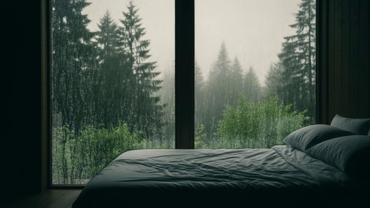 Rain on Window and Gentle Night Ambience 🌧️ Sleeping, Relaxing, and Studying