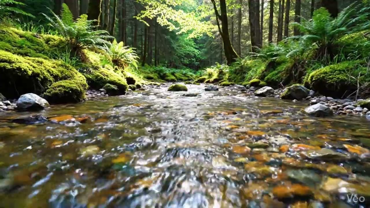 🌊 Água Corrente 4K | Som Relaxante para Concentração | Estudo e Meditação Profunda