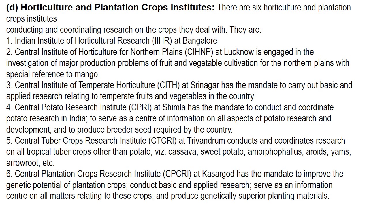 National and international agriculture organizations and research institutes