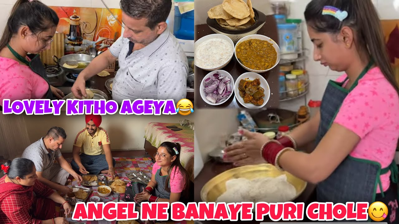 Angel Ne Banaye Puri Chole😋😍 || Lovely Kitho Ageya😱😂 *Mom Dad Reactions? 🙂*Puri Chole Recipe ❤️
