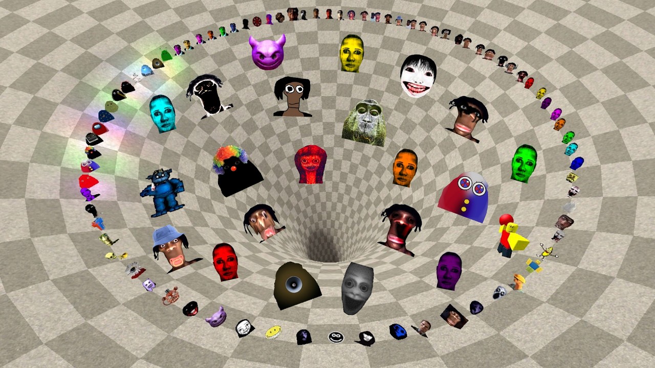 Nicos Nextbots, Juandale Pringle, Selene, Angry Munci, Obunga FALL into a FUNNEL Chasing me In Gmod