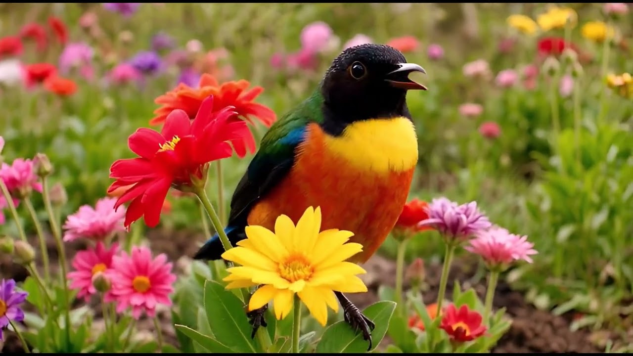Relaxing Spring Garden 🌸 Birds Singing & Peaceful Music for Stress Relief