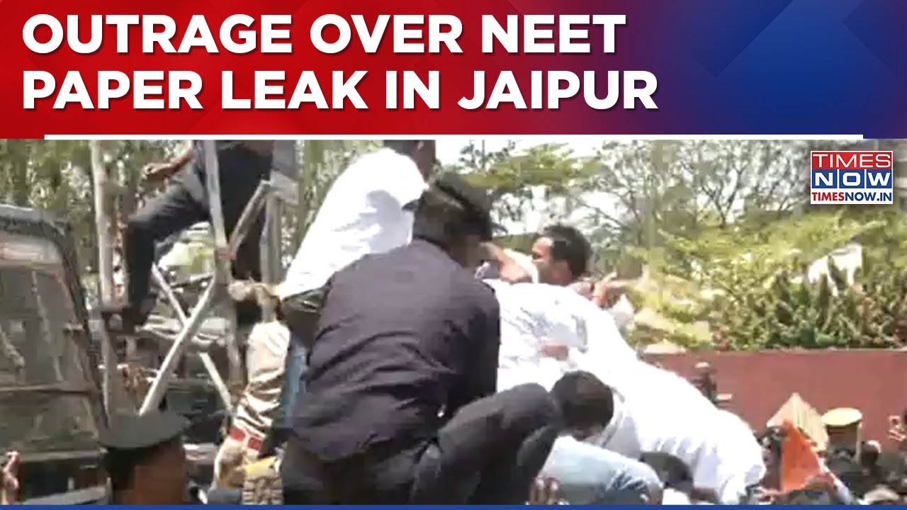NEET Leak: Congress Protests Paper Leak In Jaipur, Police Use Water Cannons To Disperse Crowd
