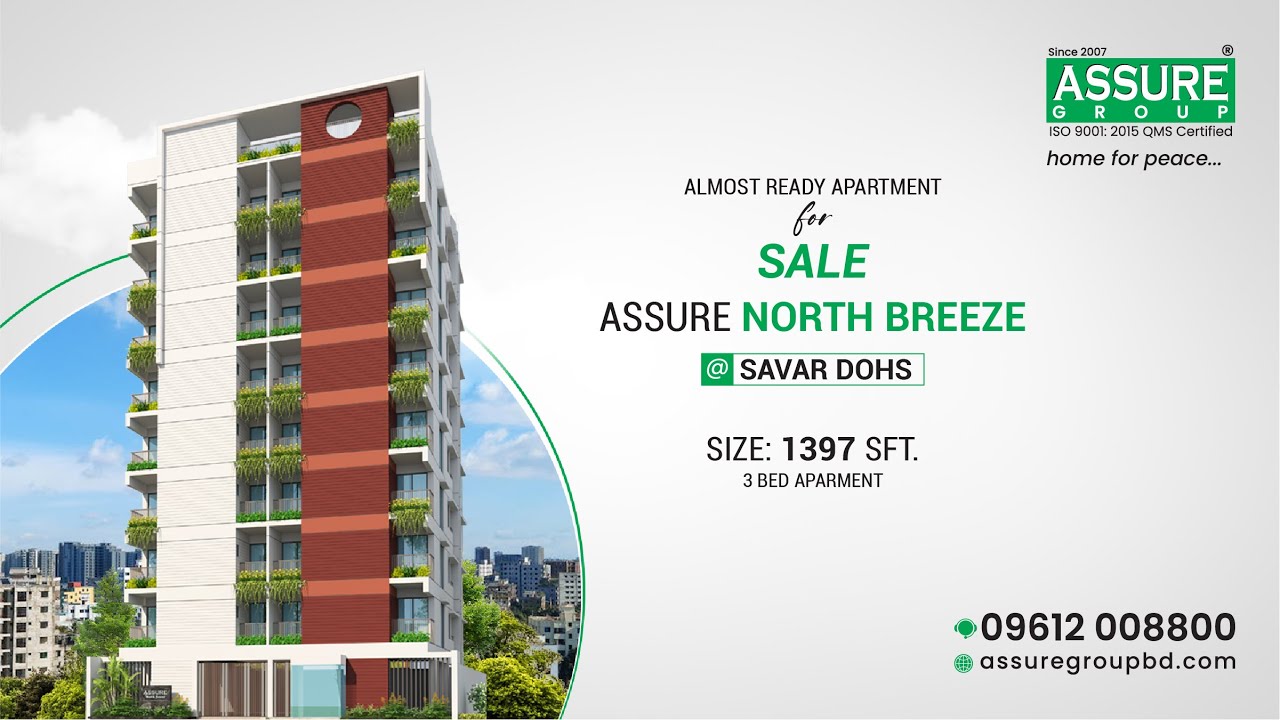 Nearly Ready 3-Bed Apartment for Sale in Savar DOHS | Assure North Breeze | Secure Living in Dhaka