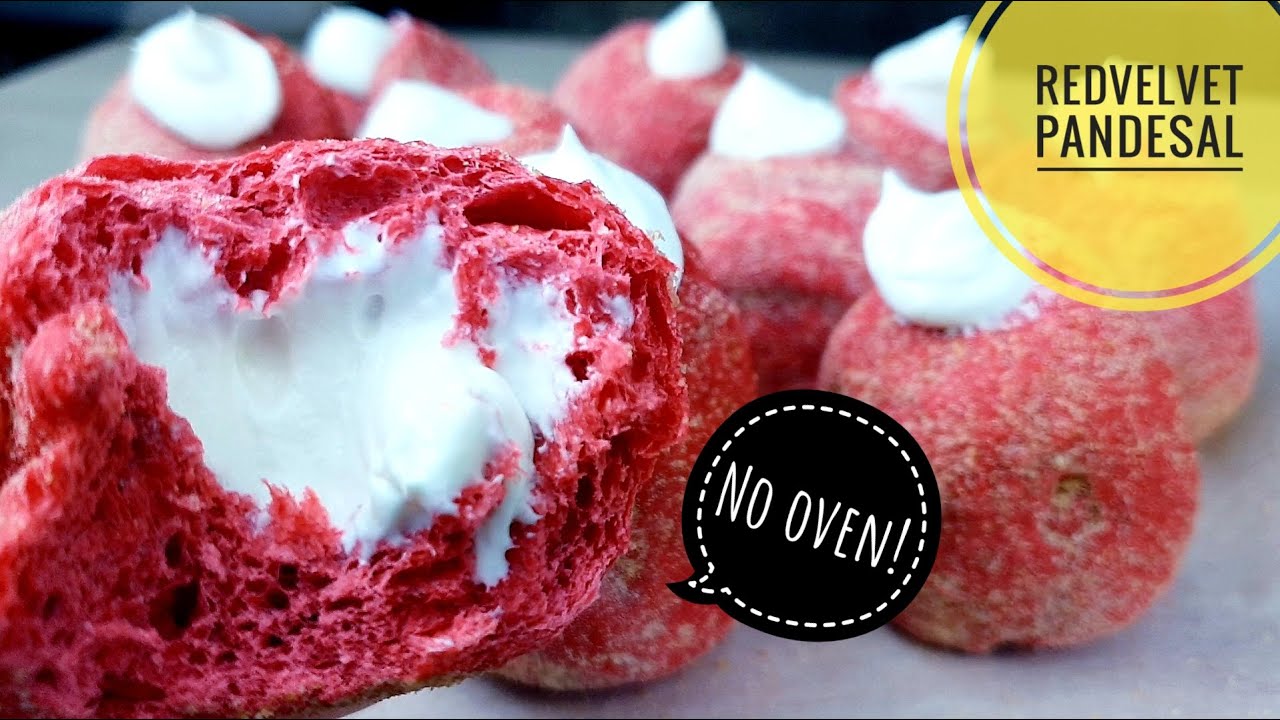 Red Velvet Pandesal with Cream Cheese Filling (No Oven pandesal)