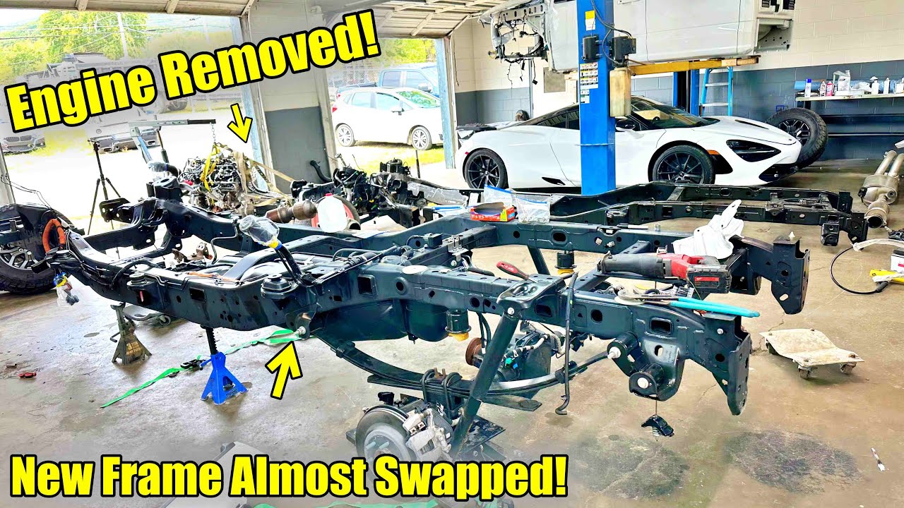 Pulling The Engine Out Of the 2023 Ford Tremor Frame Swap Is almost done!