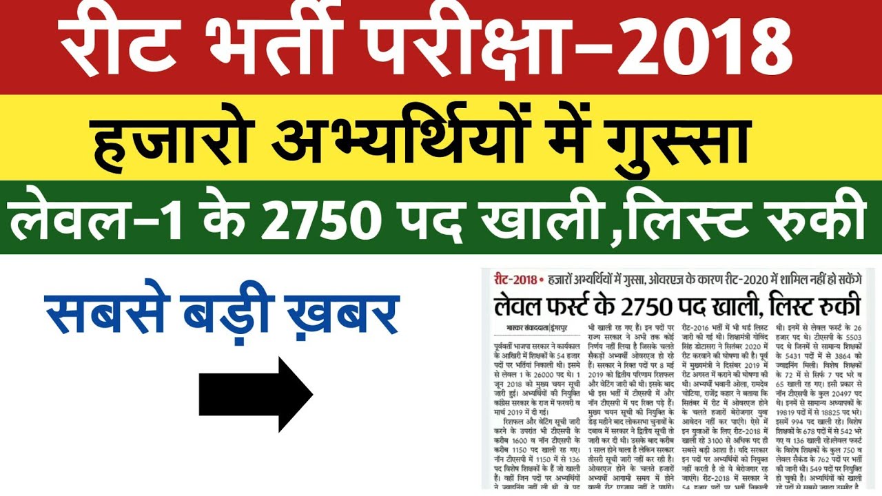 Reet 2020 New Vacancy || Reet vacancy 2020 || Reet Syllabus 2020 || Reet Latest News Today