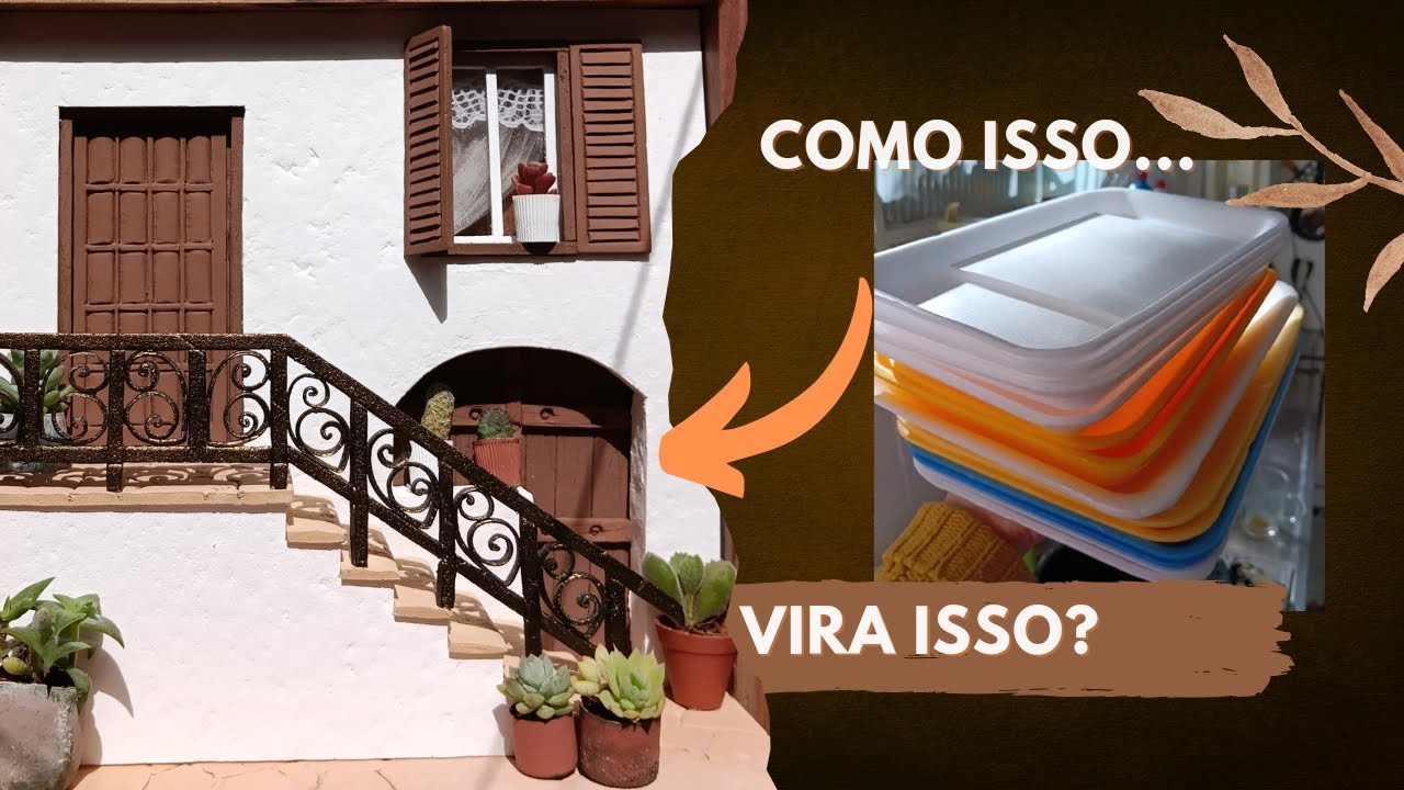 DIY - MINI CASINHA COM CORRIMÃO EM ARABESCO COM  EFEITO FERRO FUNDIDo/ DIORAMA CASINHA COM PORÃO