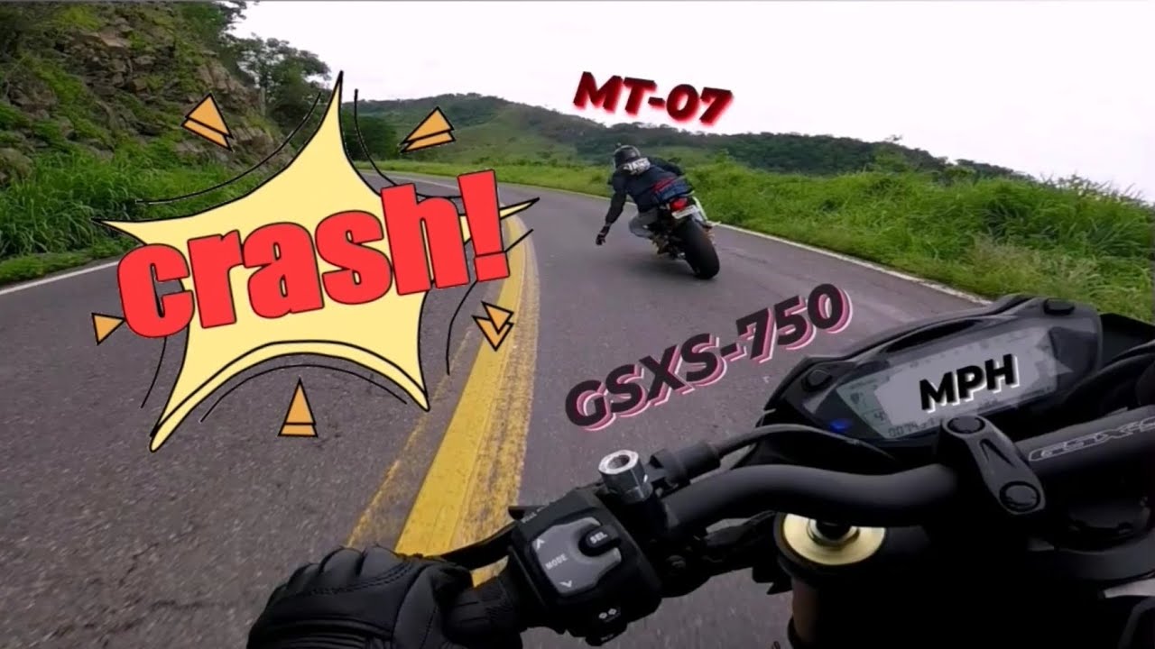 Biker Girl/GSXS-750 vs MT-07/ Motorcycle CRASH