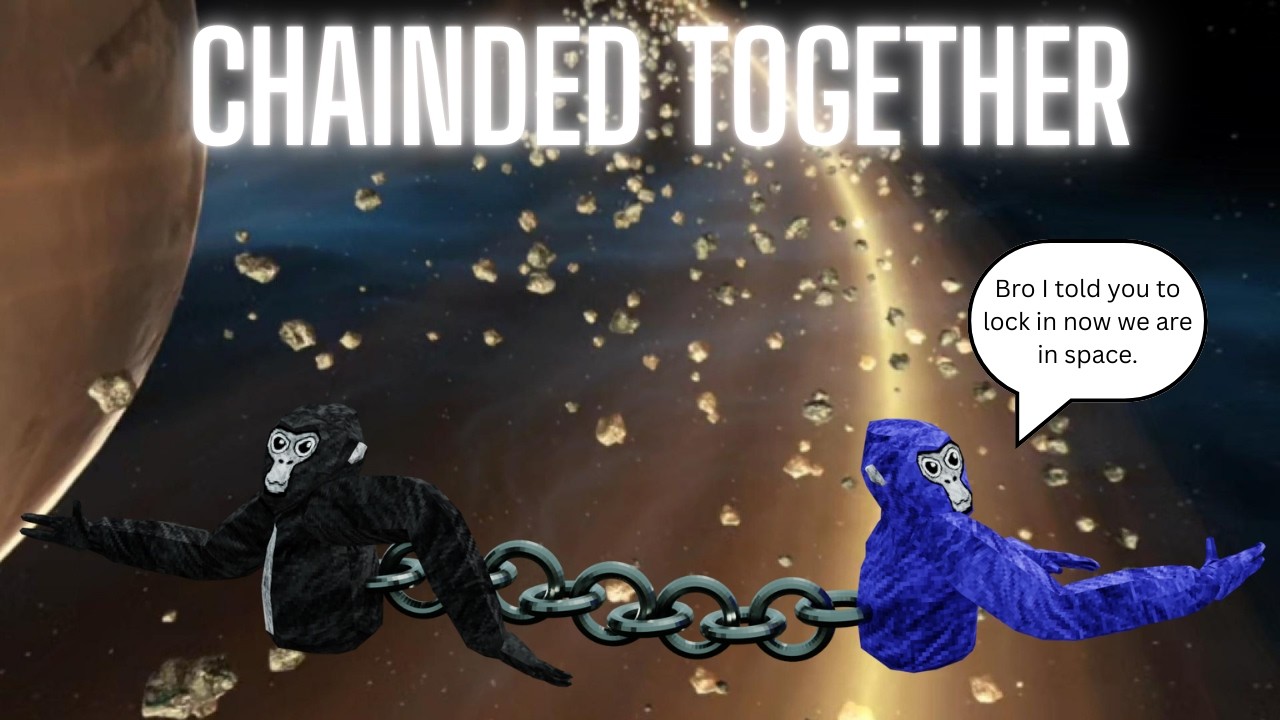 Two idiots stuck together in chained escape vr.