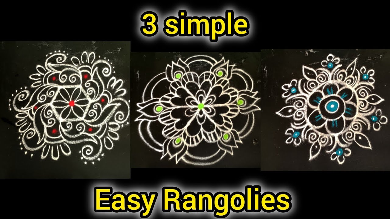 Easy Free Hand Rangolies #3🌺🌺 #indianrangole #indianart #dialyrangoli #muggulu #art #rangoli #drawin