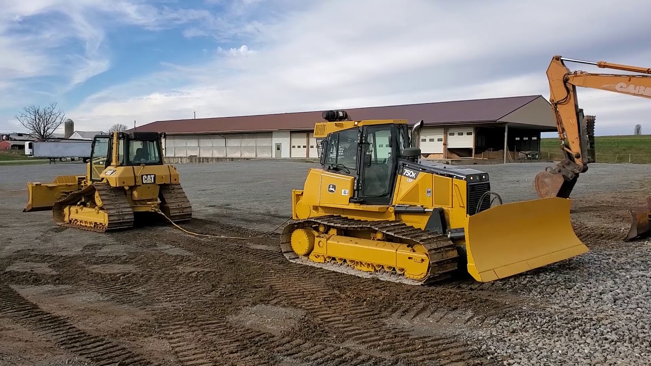 JOHN DEERE 750K w/ CARCO WINCH PULLS CATERPILLAR D6N DOZER...