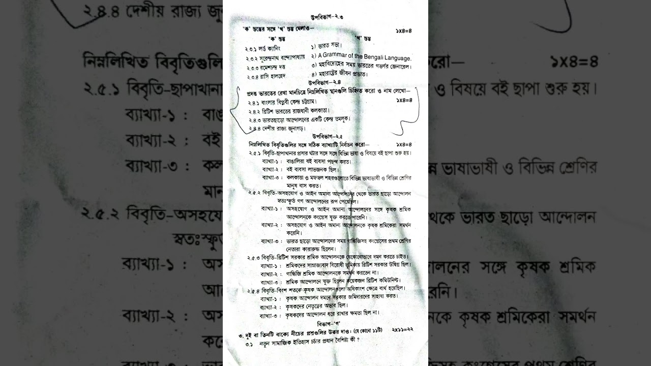 MP test examination 2024 History question paper
