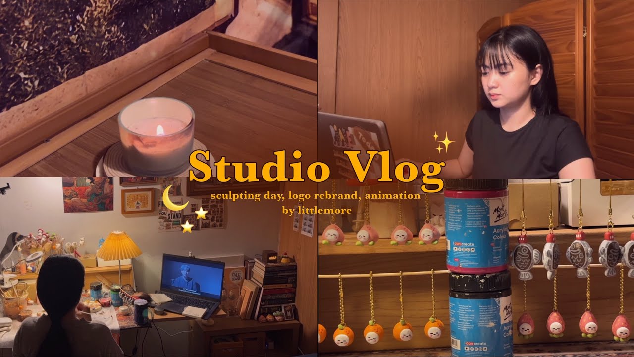 ⭐ “cozy studio vlog ✧ sculpting, logo rebrand, animation, stamp