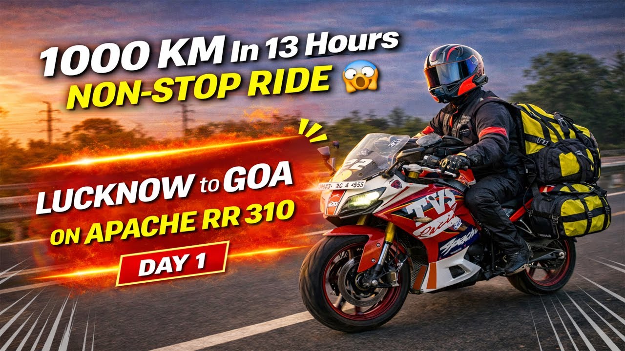 1000 KM NON-STOP RIDE 😱 | Lucknow to Goa on Apache RR 310 | Day 1 | #1000KMNonStop