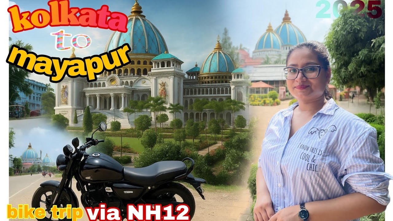Kolkata to Mayapur by Bike|New NH 34 road condition|Mayapur Iskon Temple 2025|Temple Timeing