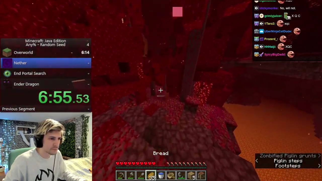 xQc speedruns Minecraft | July 12, 2022
