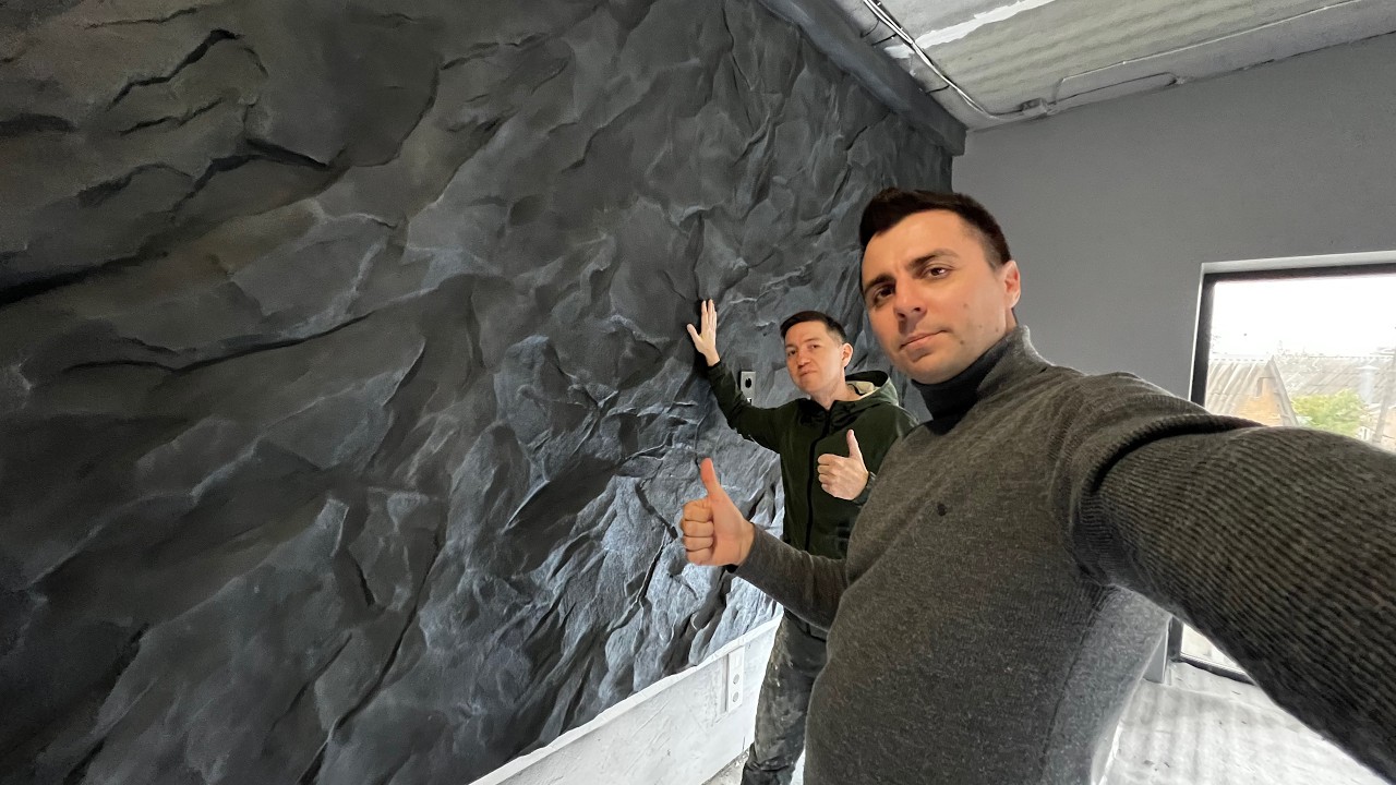 Черная СКАЛА из ШТУКАТУРКИ своими руками