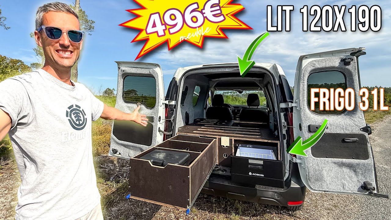 MINI VAN 😎 LIT + TIROIR coulissant à 496€ – Compact mais complet ! PLAN DISPO EN DESC