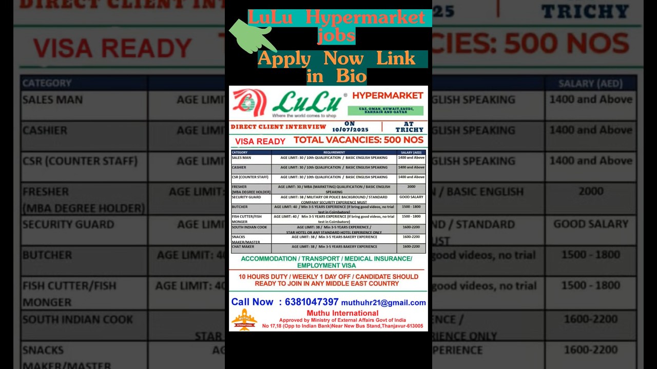 gulf country jobs vacancy 2025|LuLu Hypermarket jobs #gulf #job #jobsearch #shortvideo#jobshiringhub