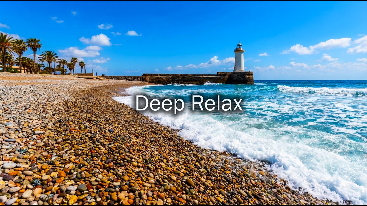 Peaceful Tropical Ocean Waves 🌊 Crystal Blue Sea & Pebble Beach | Relaxing Nature Sounds 4K