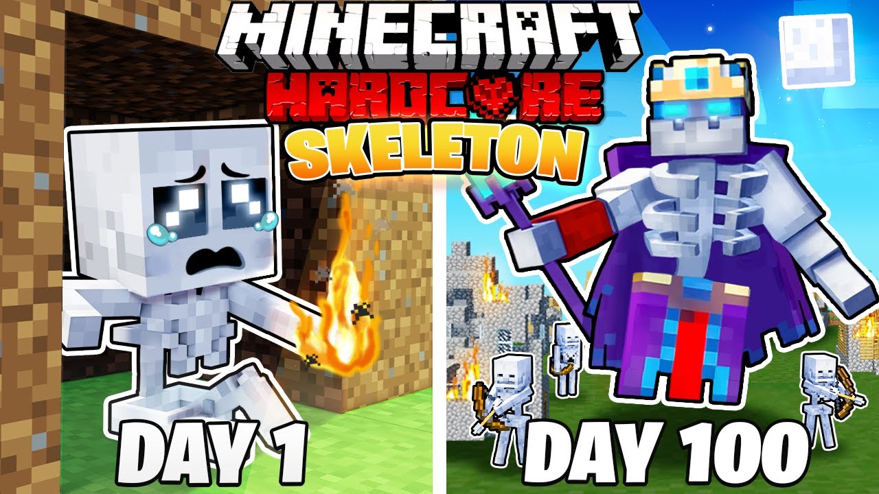 Я выжил 100 ДНЕЙ в облике СКЕЛЕТА в ХАРДКОРНОМ Minecraft!