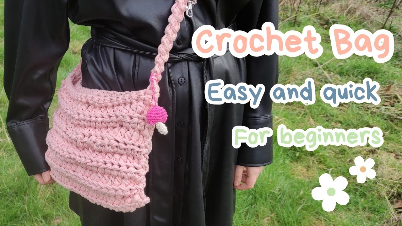 Easy Crochet Chunky Shoulder Bag, bag strap. Step by step for beginners.