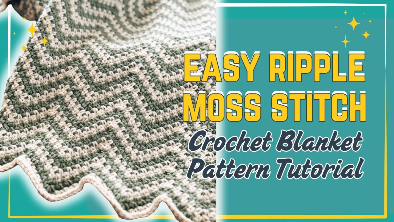 Easy Ripple Moss Stitch Blanket Tutorial | Two-Color Crochet Pattern for Beginners #crochetstitch