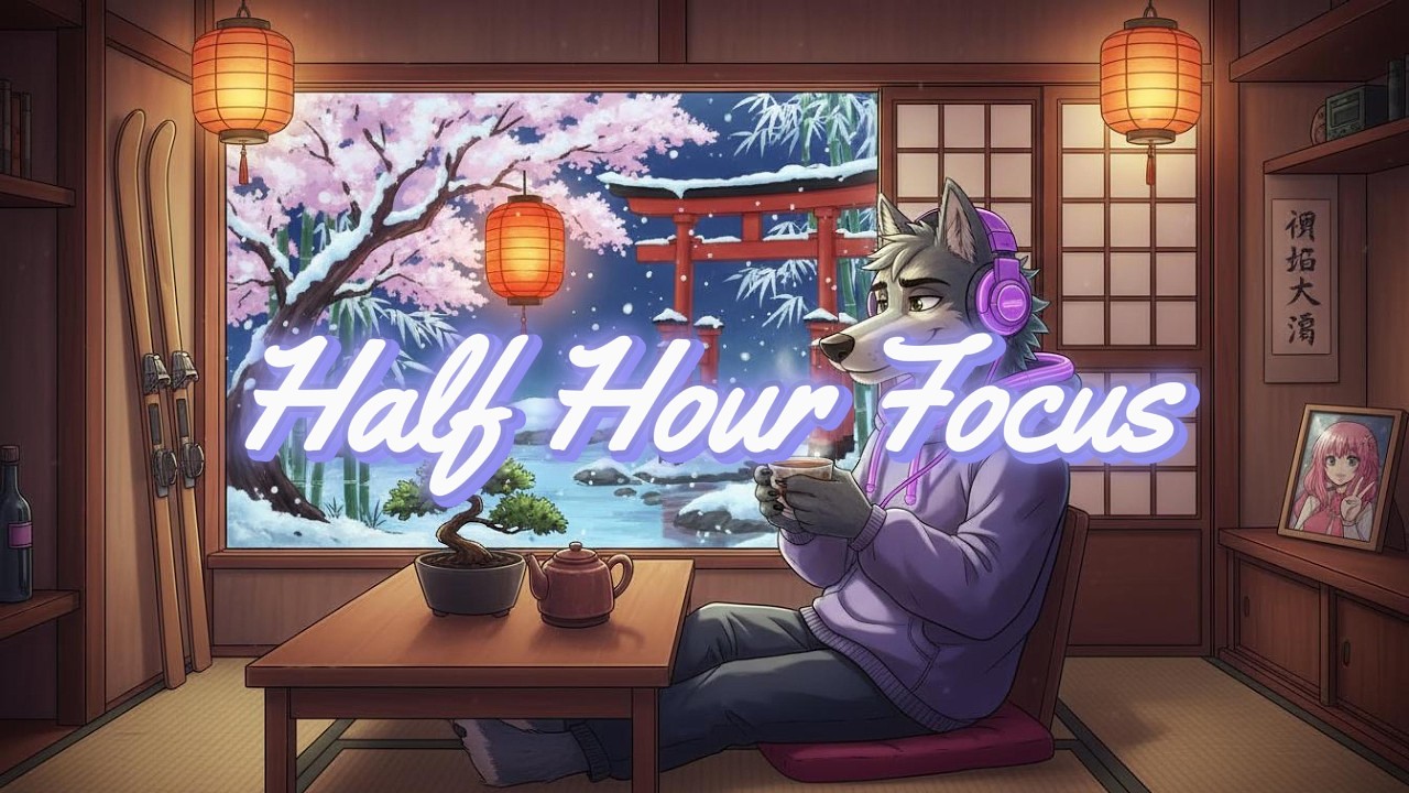 30 Minute Deep Focus Session | Japanese Snow Lo-Fi Vibe | Half Hour Focus