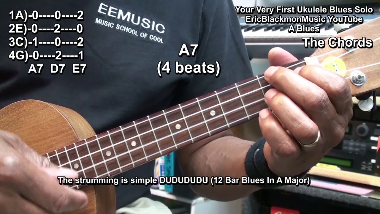 How To Play YOUR VERY FIRST BLUES SOLO ON UKULELE + Chords - @EricBlackmonGuitar