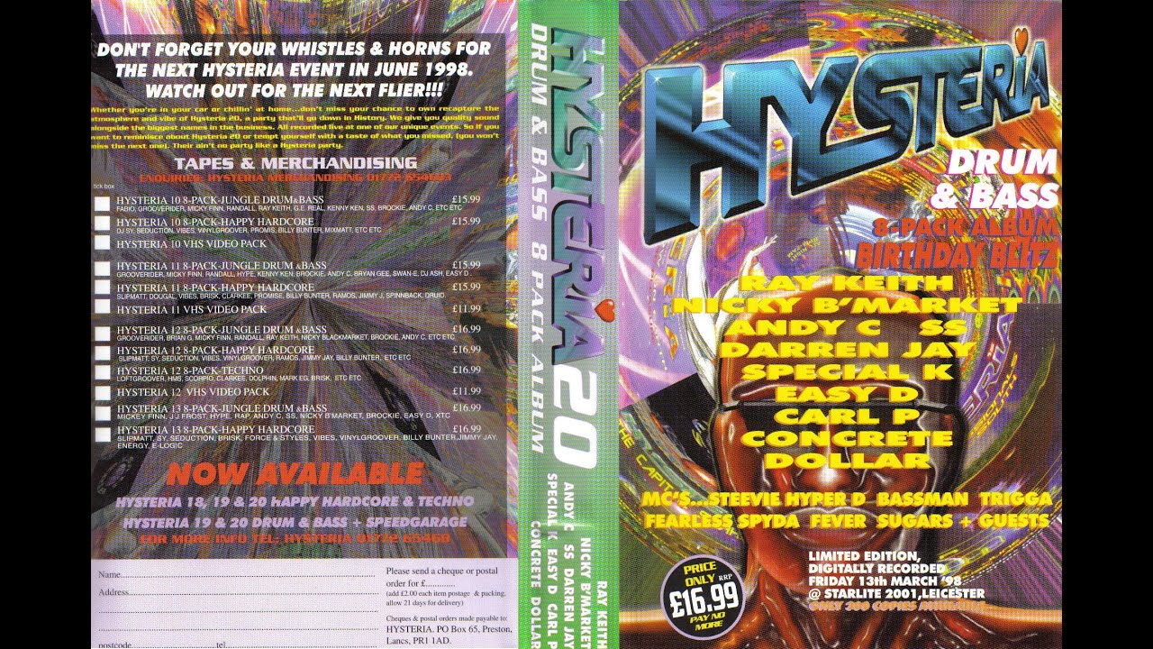 HYSTERIA 20 - NICKY BLACKMARKET - MCS STEVIE HYPER D, TRIGGA, SPYDA, BASSMAN