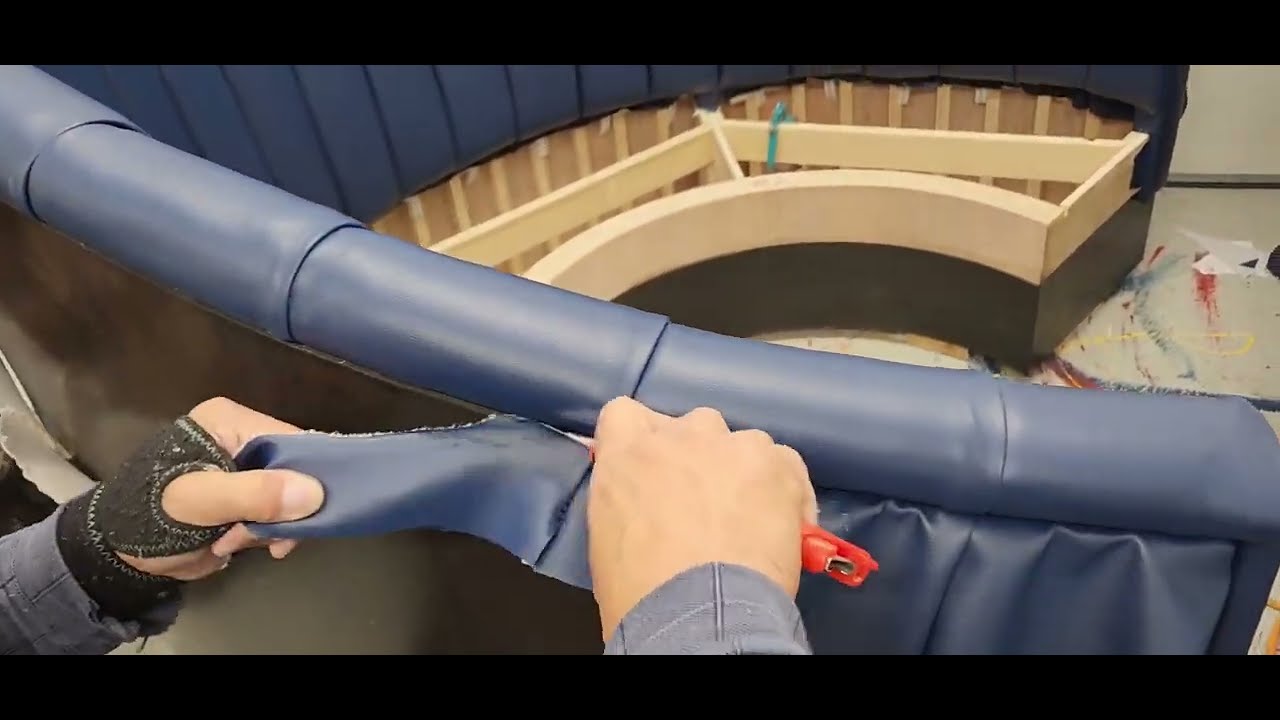 How To  Upholster a large curve full fluted Banquette Booth