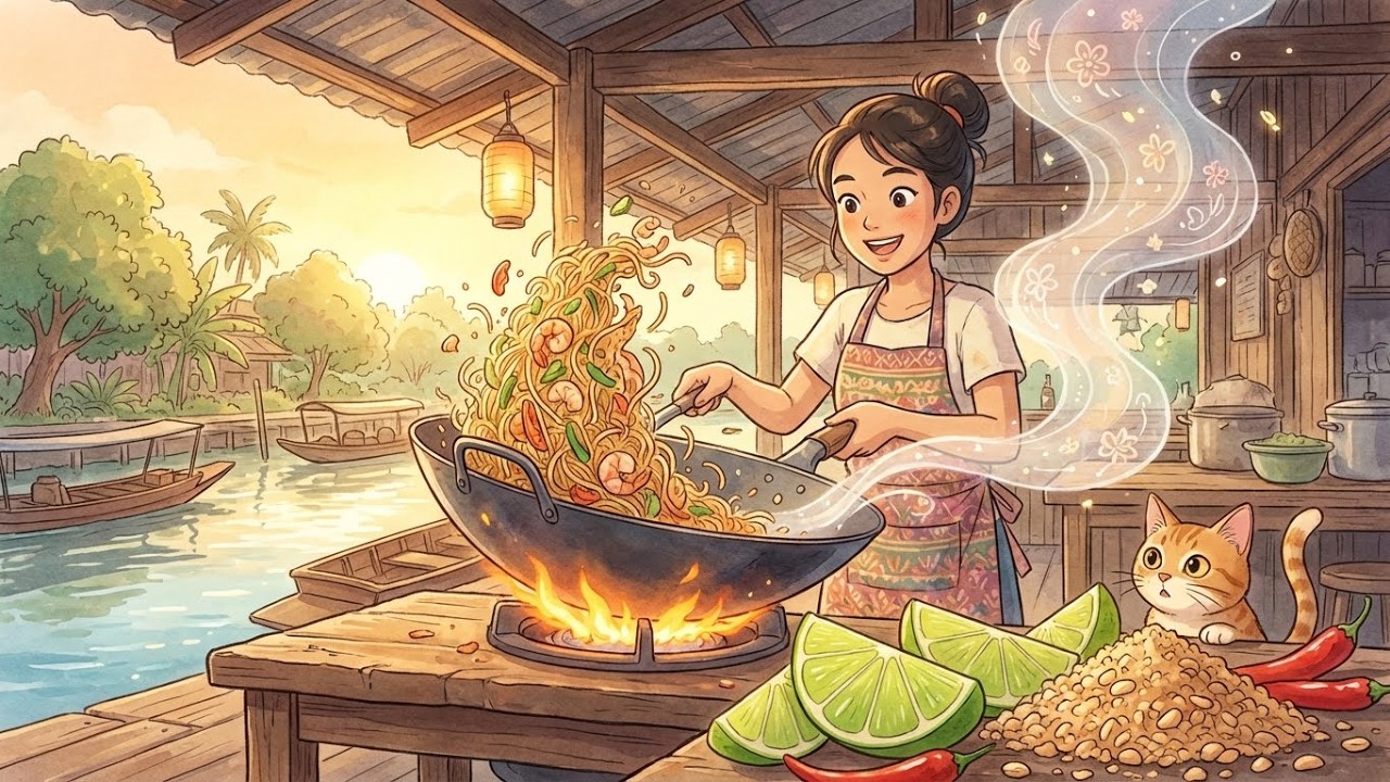 The Spirit of Thailand | Ghibli-Style Pad Thai & Summer Night Sounds