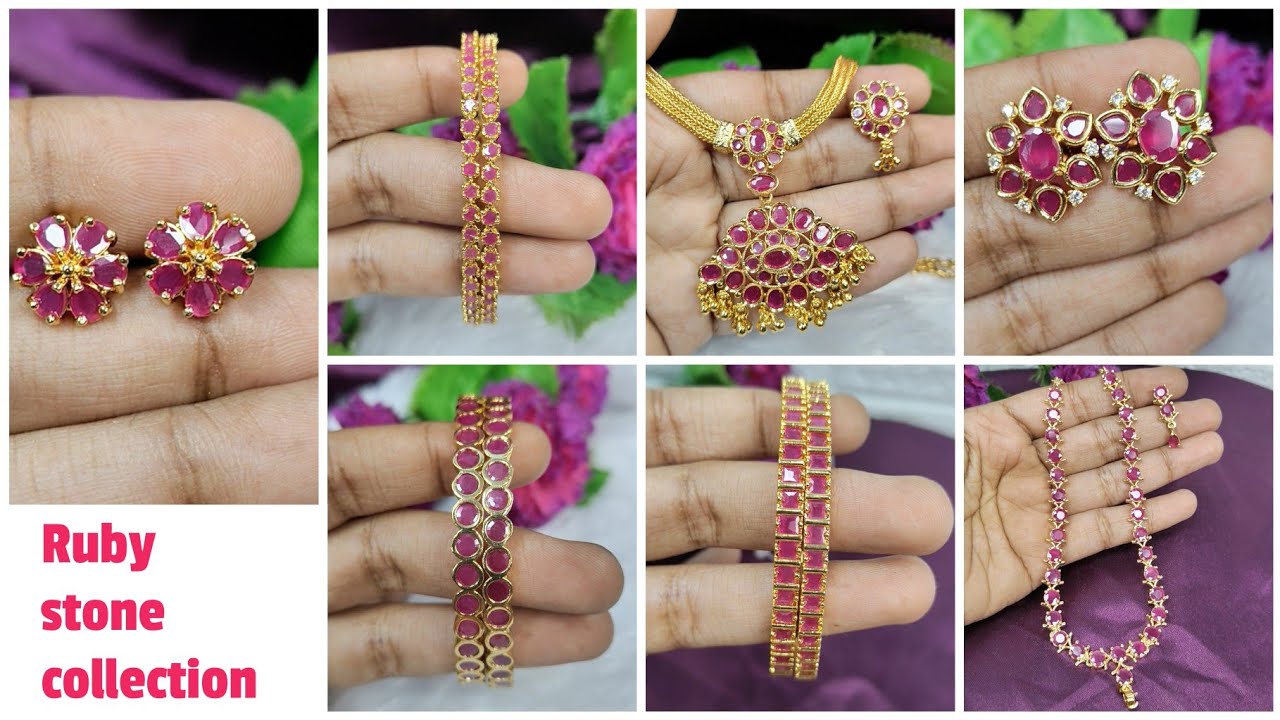 Ruby stone earrings,bangles,necklace collection|whatsapp 8754252999 