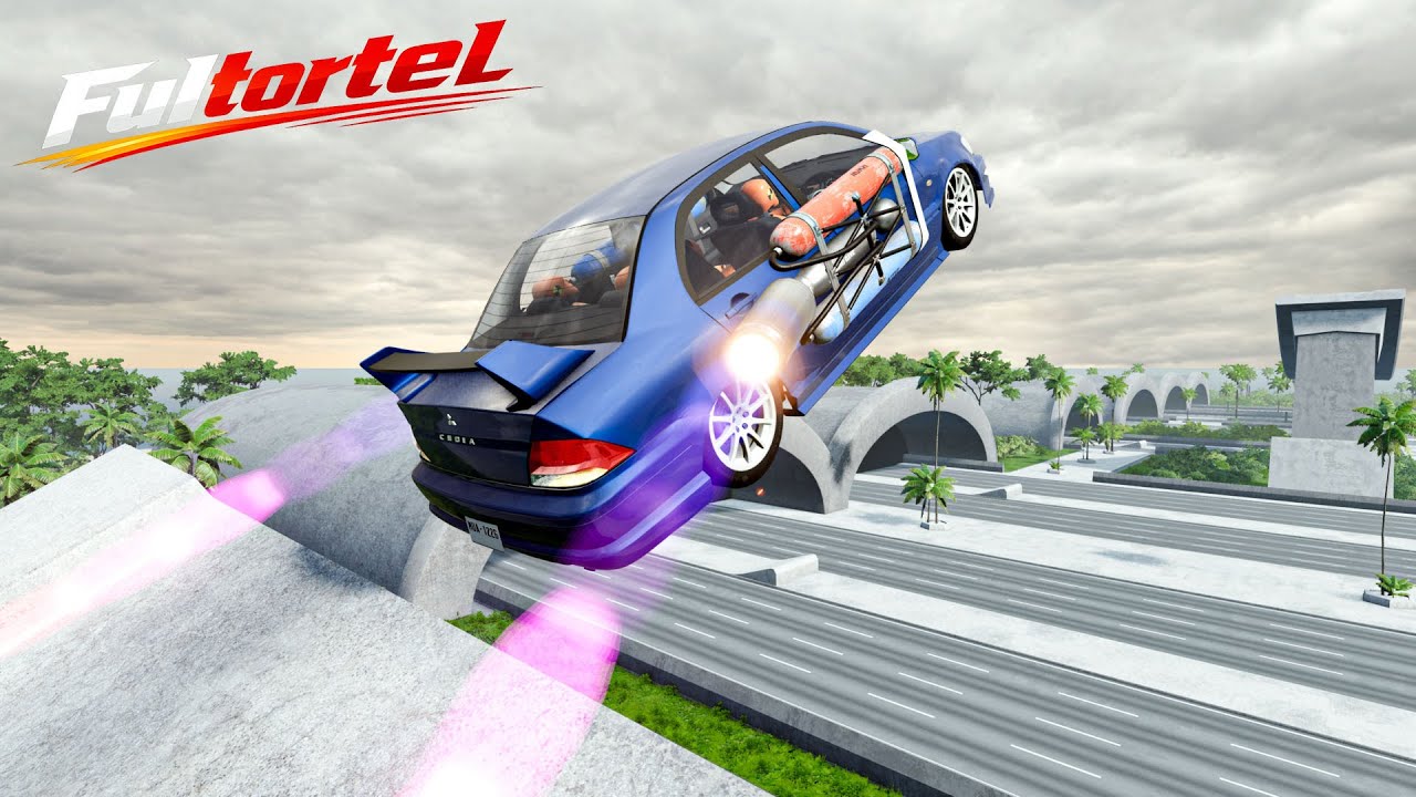 Small Cars to Huge Trucks: Full Throttle Mega Ramp #1 - BeamNG Simulation