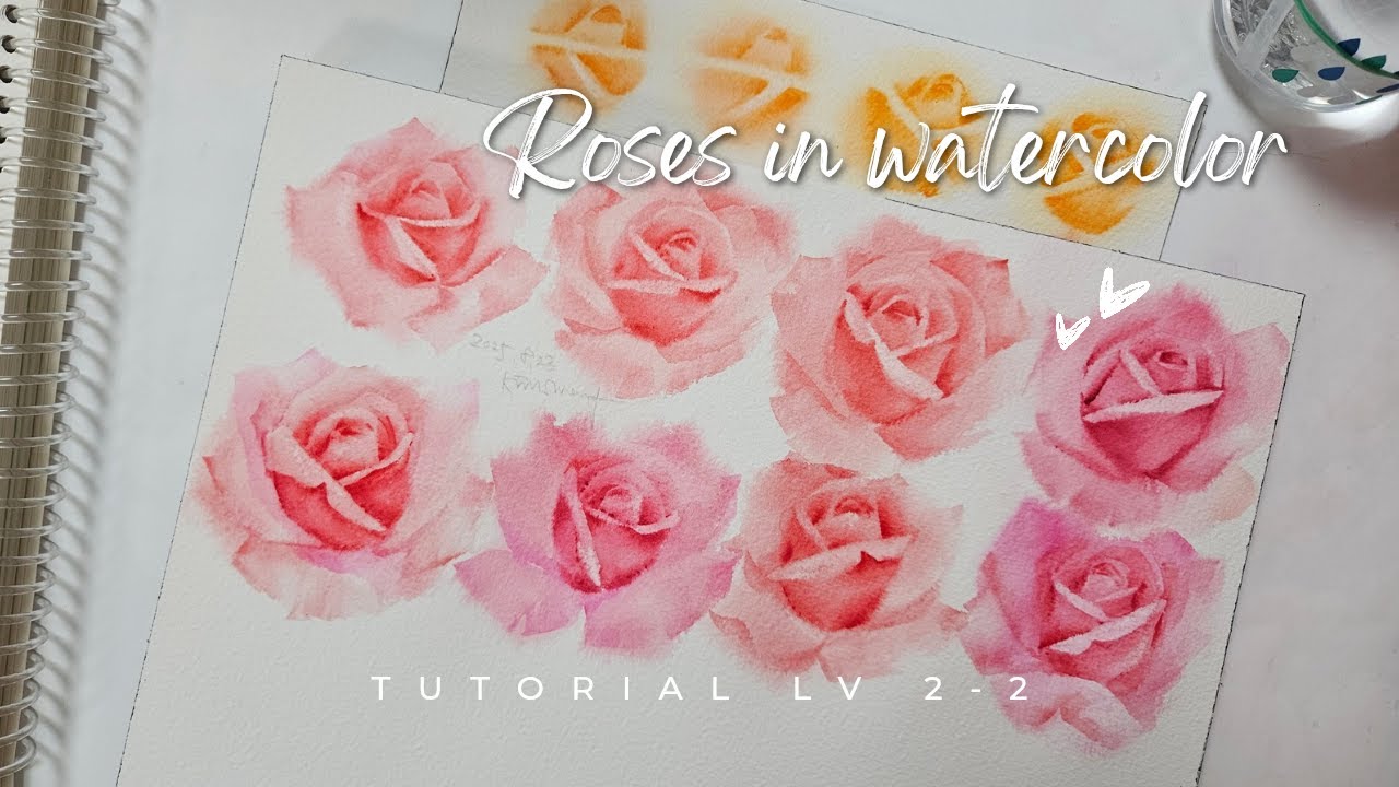 ENG SUB) LV 2-2 물맛 장미 수채화 설명편🎨 Tutorial Painting roses in watercolor💕