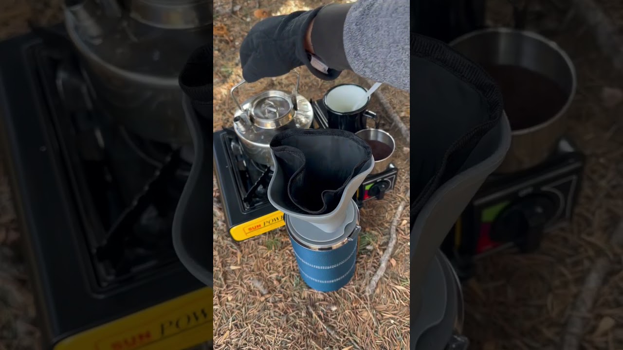 Hot coffee on a cloudy morning #cabintrip
