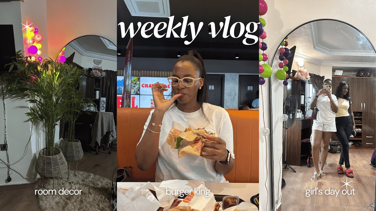 Vlog 12| Girls’ Hair Day 💇🏾‍♀️, Room Glow-Up 🌿, Burger King 🍔 + Amala & Movie Date with Mum 🎬🍲