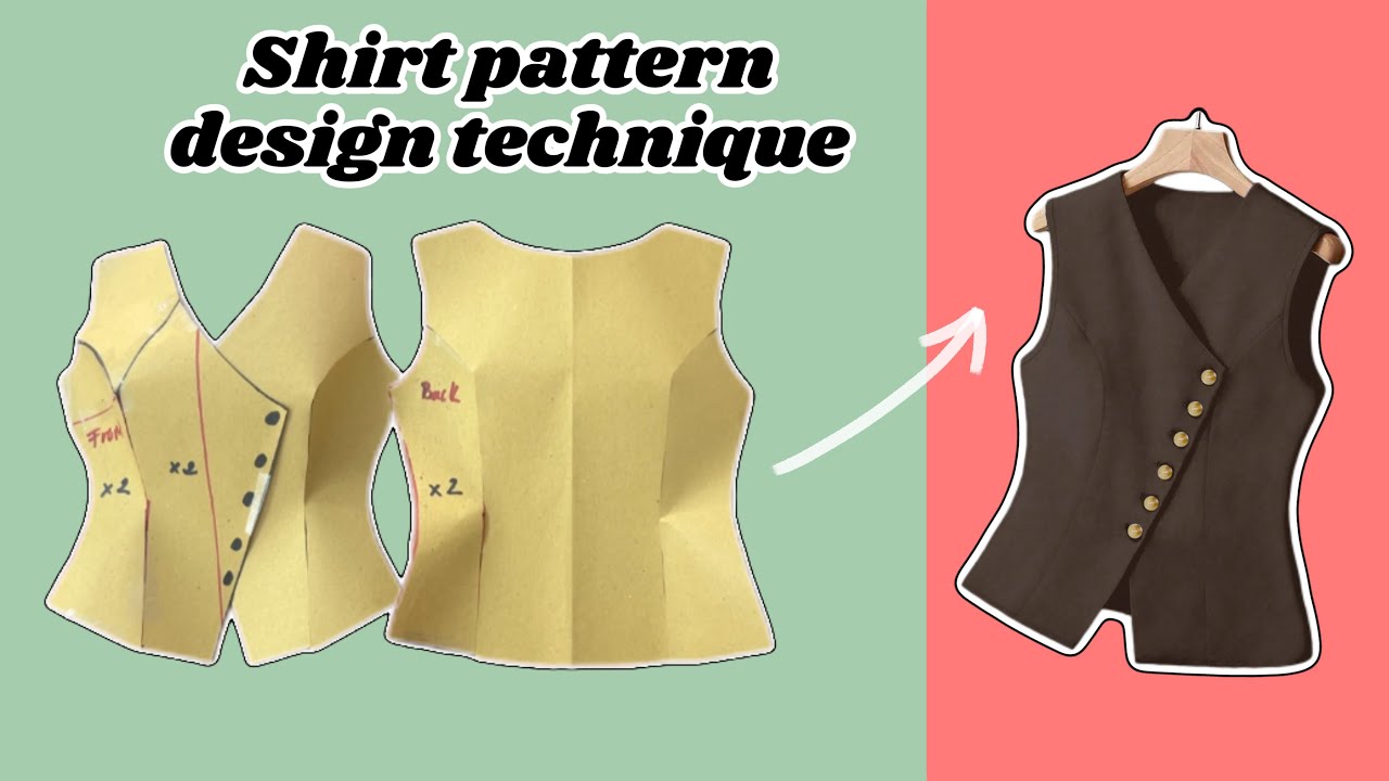 ✂️👗How to create a hug Vest with a unique skewed button line.